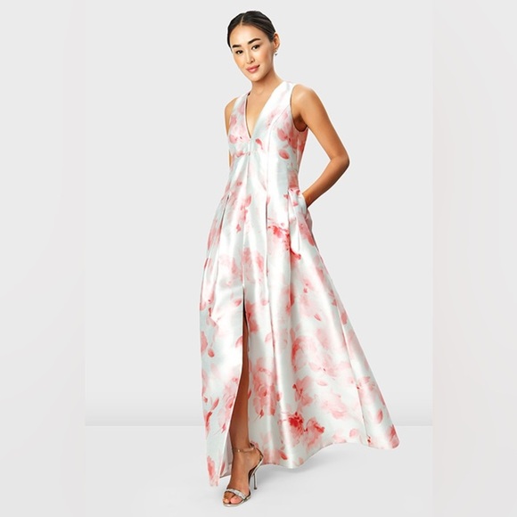 Sachin and Babi Floral Pink and White Sleeveless Watercolor Dress size 0 - Picture 2 of 5